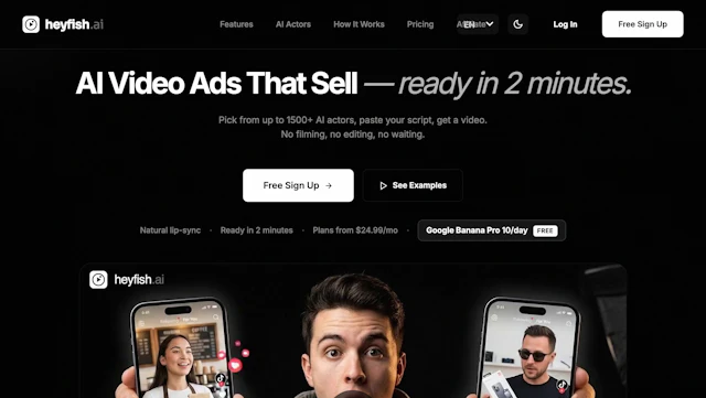 HeyFish AI - AI Tool Logo & Interface