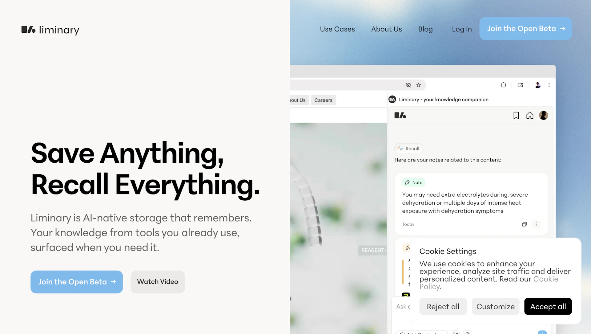 Liminary - AI Tool Features, UI & Interface Overview