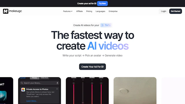 MakeUGC - AI Tool Logo & Interface