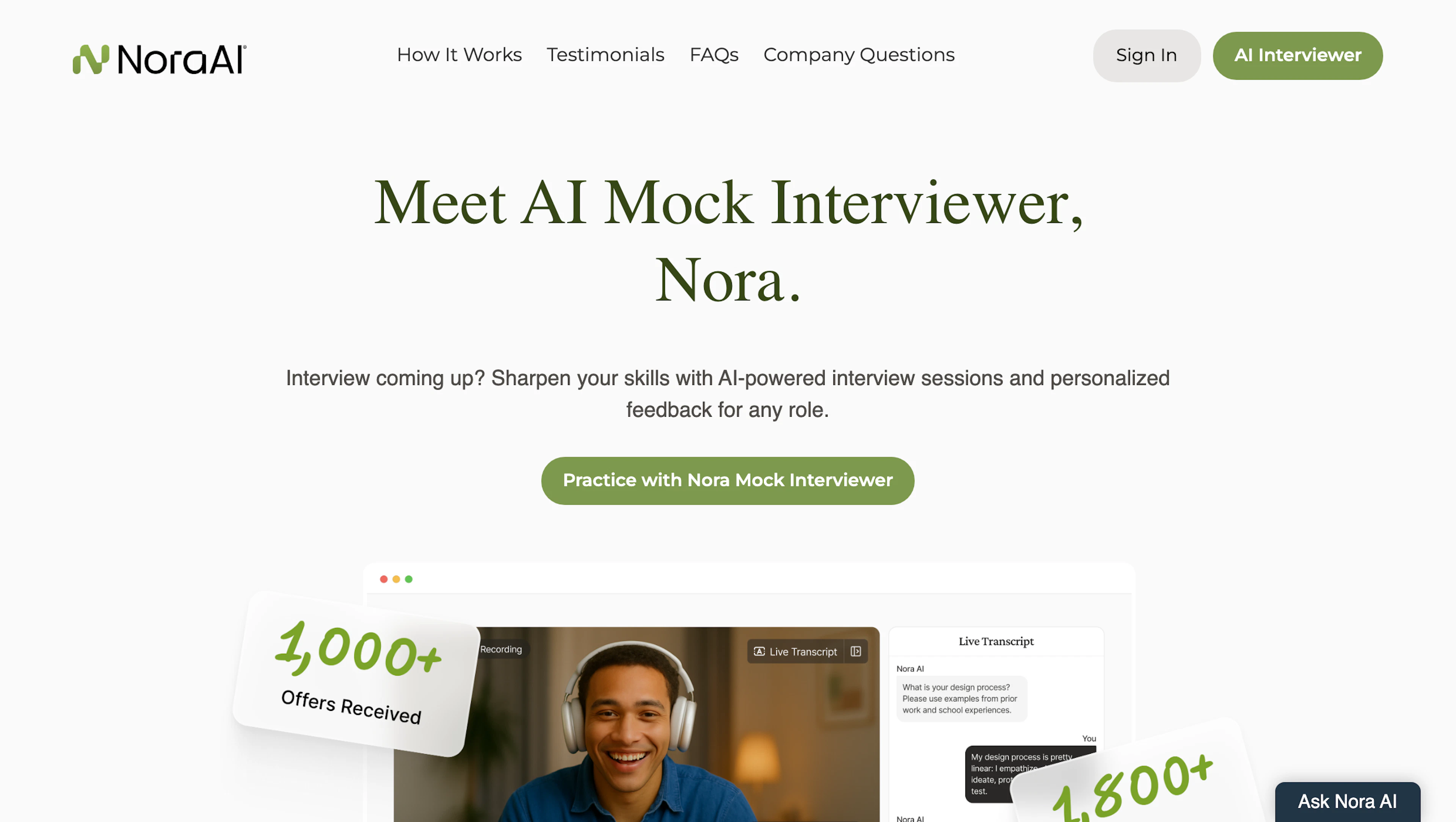 Nora AI - AI Tool Features, UI & Interface Overview