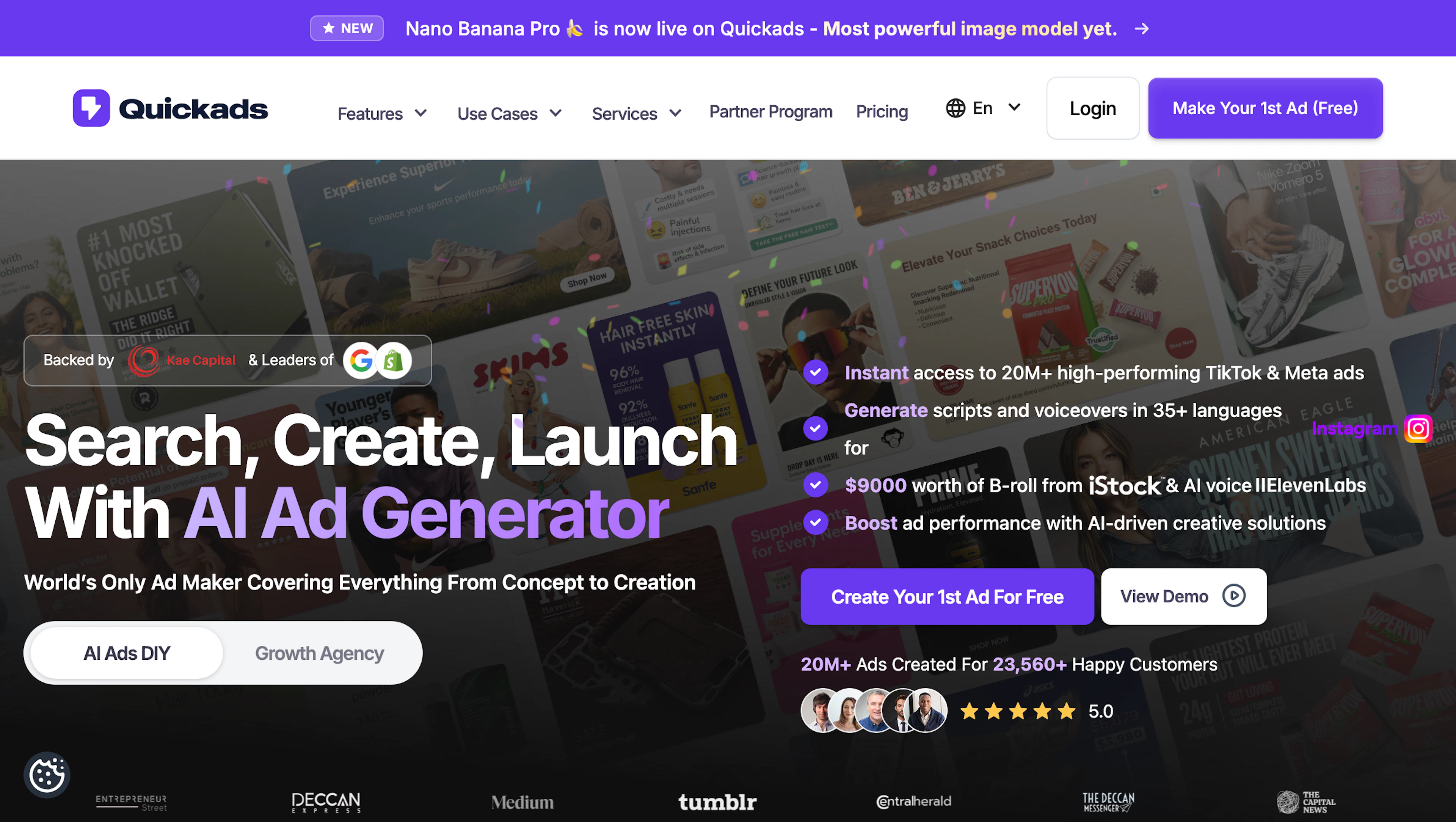 Quickads - AI Tool Features, UI & Interface Overview