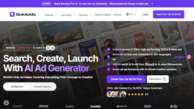 Quickads - AI Tool Logo & Interface