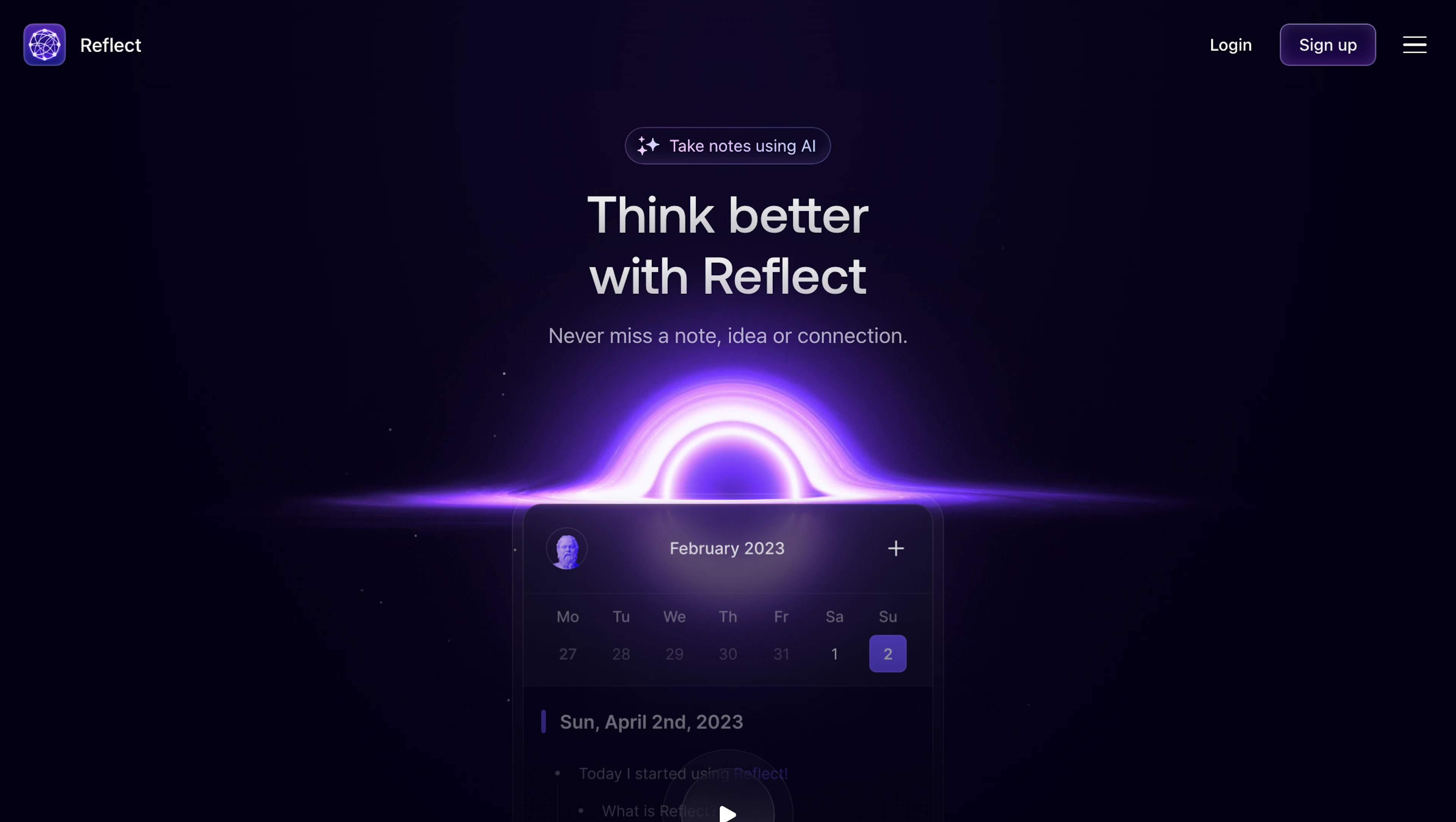 Reflect - AI Tool Features, UI & Interface Overview