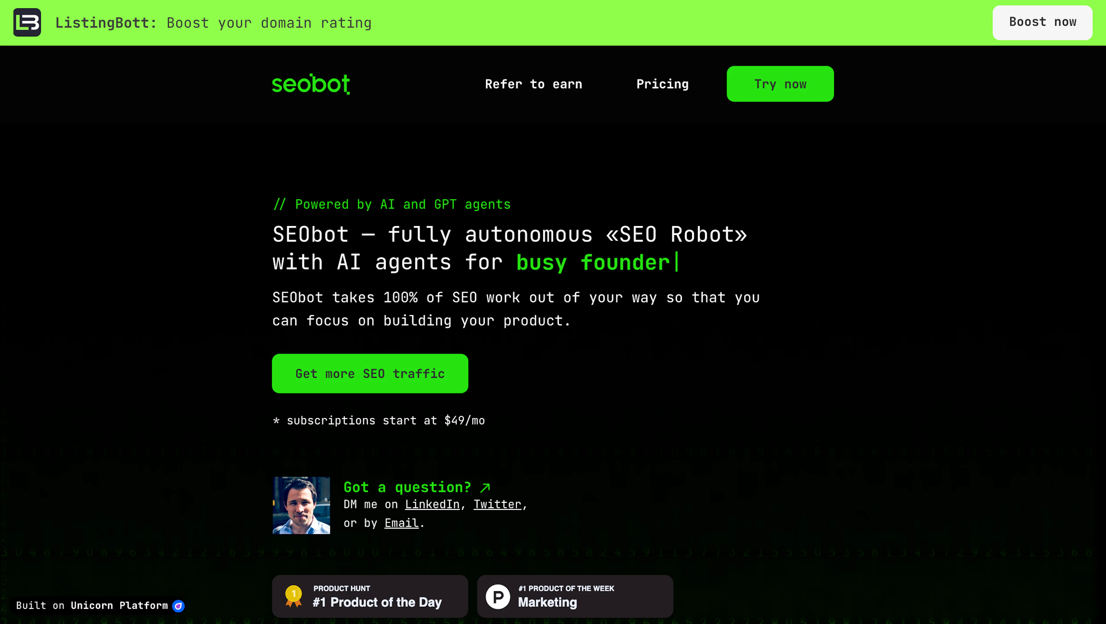 SEO Bot - AI Tool Features, UI & Interface Overview