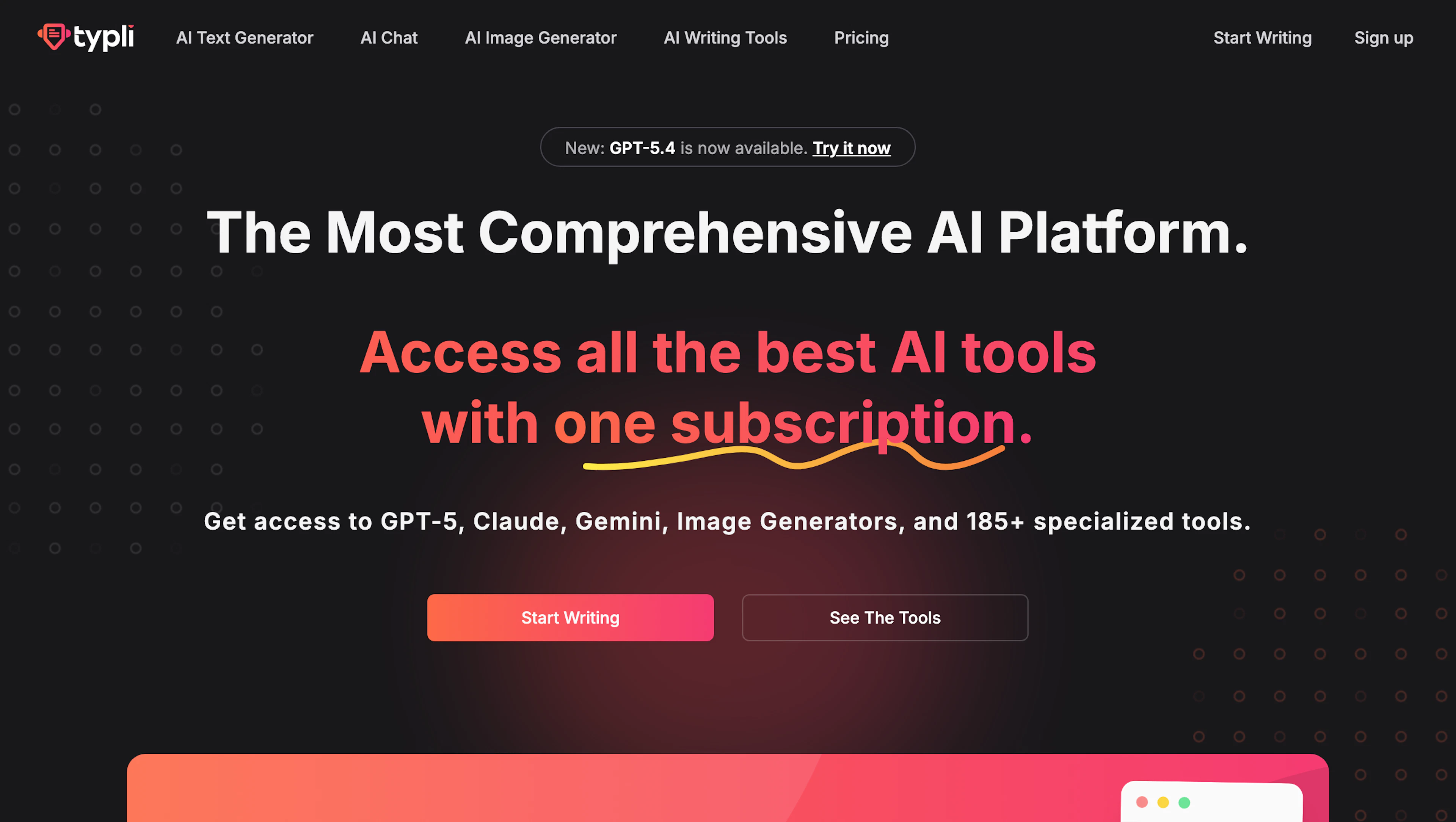 Typli - AI Tool Features, UI & Interface Overview
