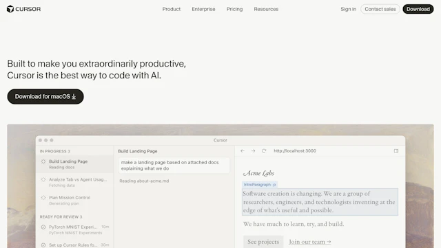 Cursor - AI Tool Logo & Interface