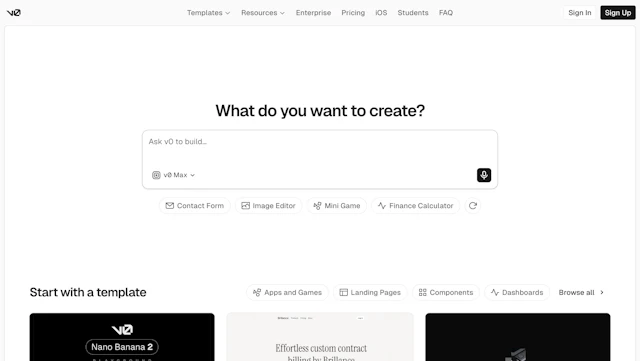 v0 by Vercel - AI Tool Logo & Interface