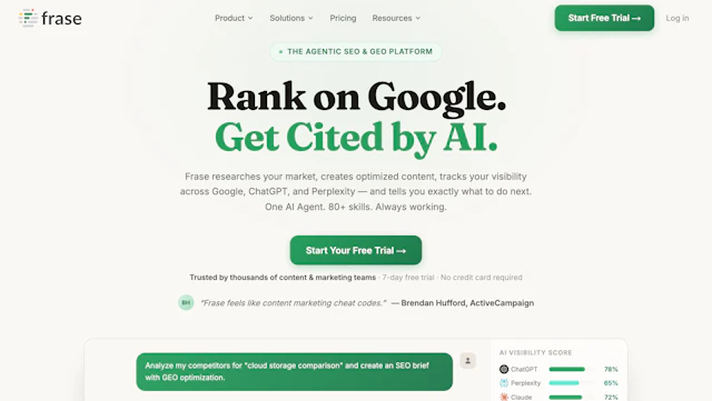 Frase - AI Tool Logo & Interface