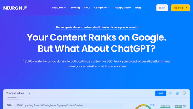 NeuronWriter - AI Tool Logo & Interface