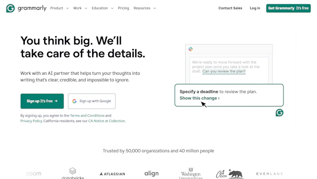 Grammarly - AI Tool Logo & Interface