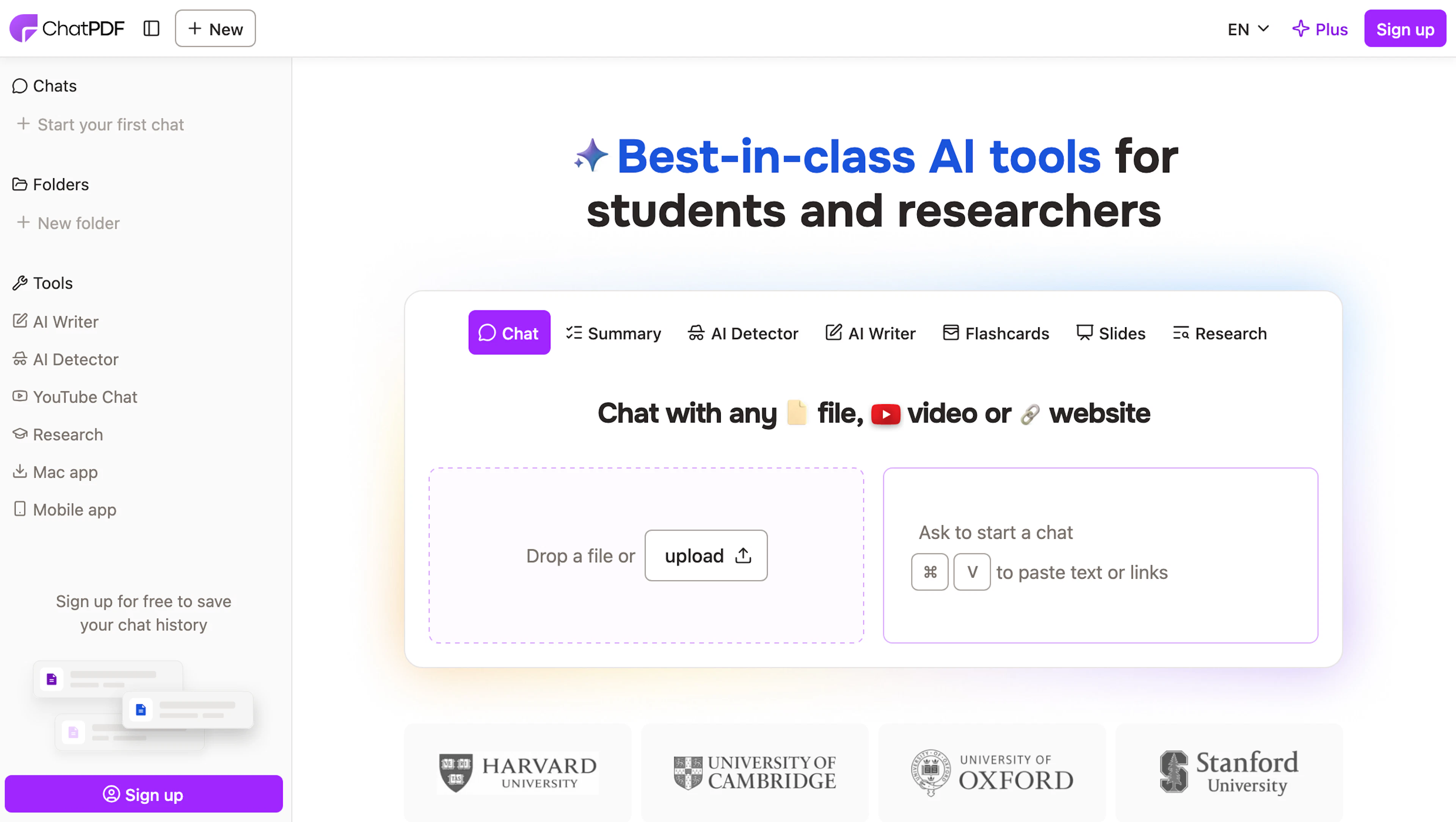 ChatPDF - AI Tool Features, UI & Interface Overview