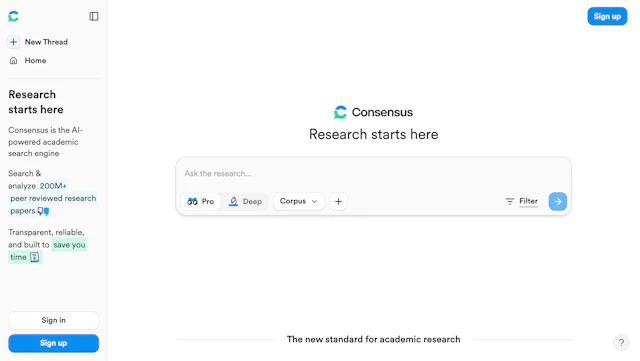 Consensus - AI Tool Logo & Interface