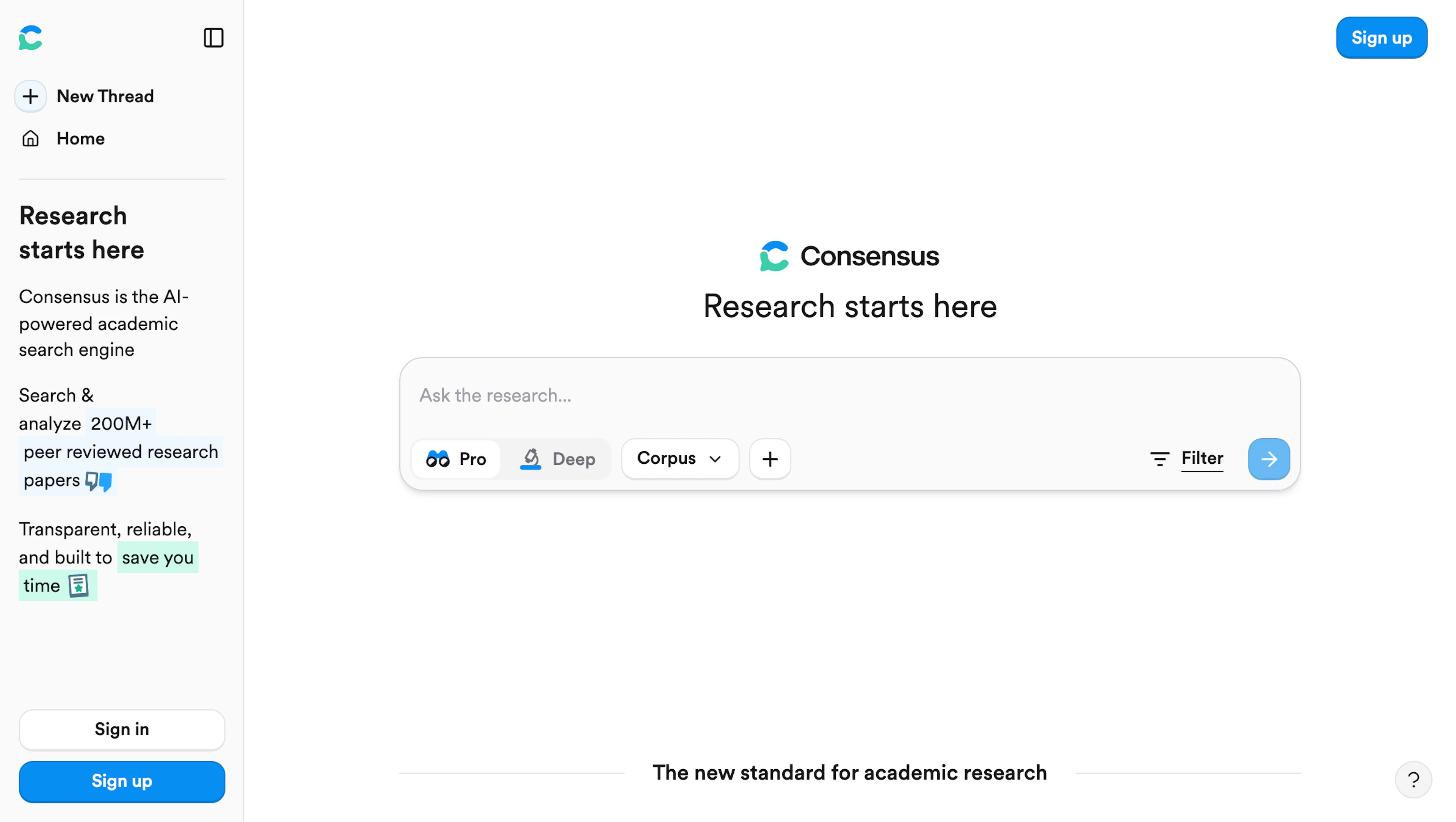 Consensus - AI Tool Features, UI & Interface Overview