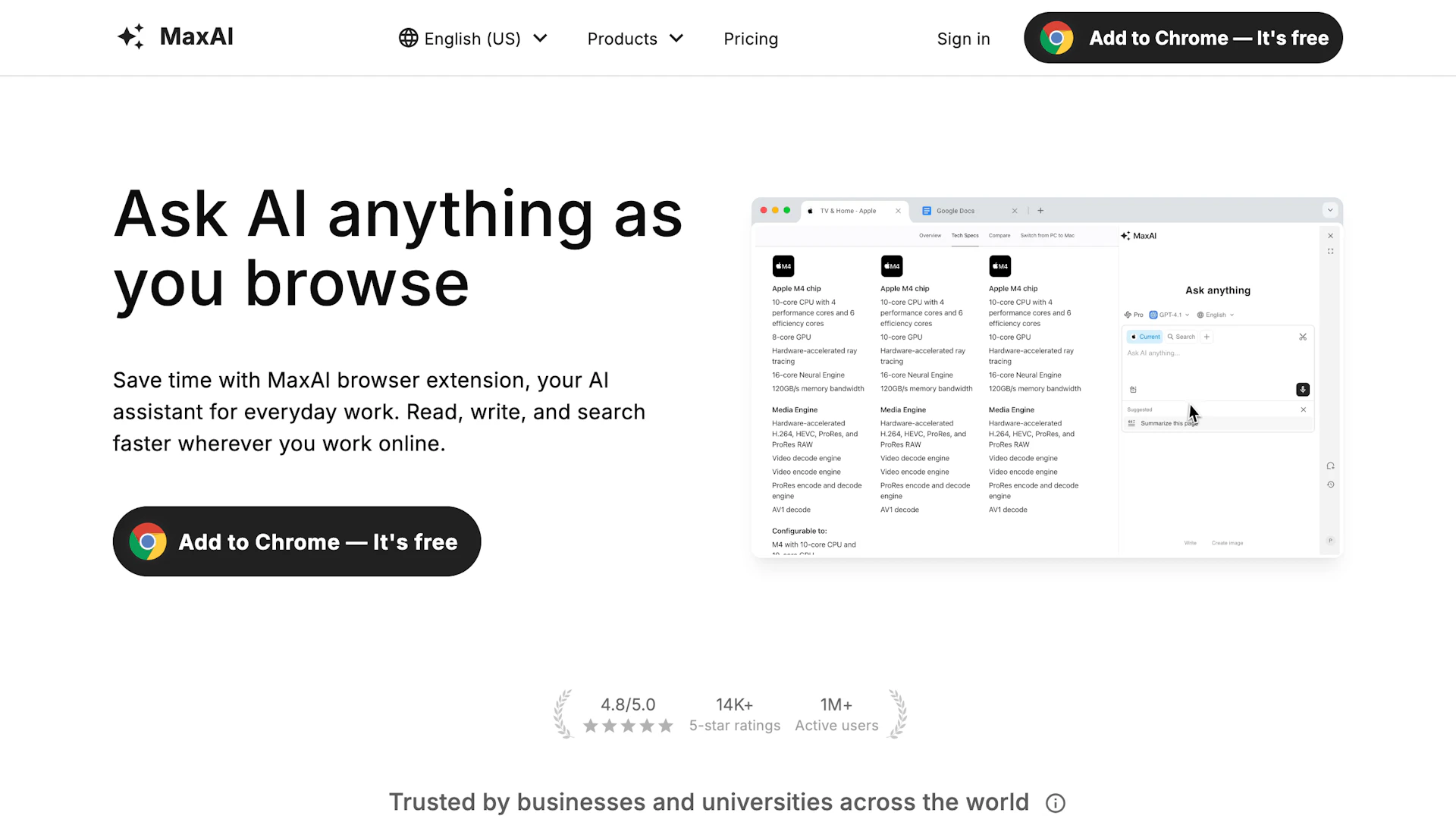 MaxAI - AI Tool Features, UI & Interface Overview
