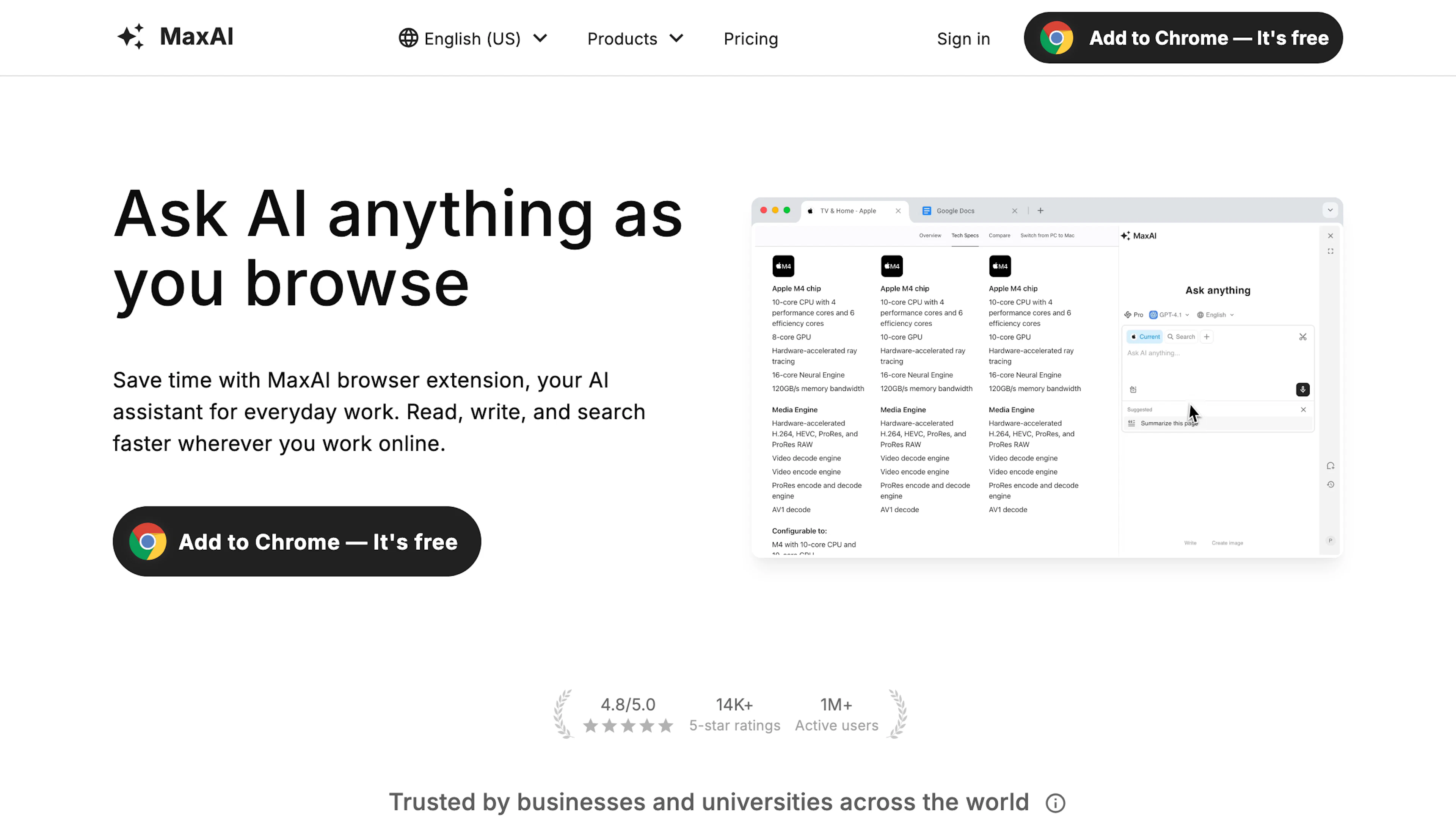 MaxAI - AI Tool Features, UI & Interface Overview