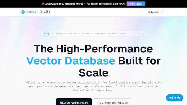 Milvus - AI Tool Logo & Interface