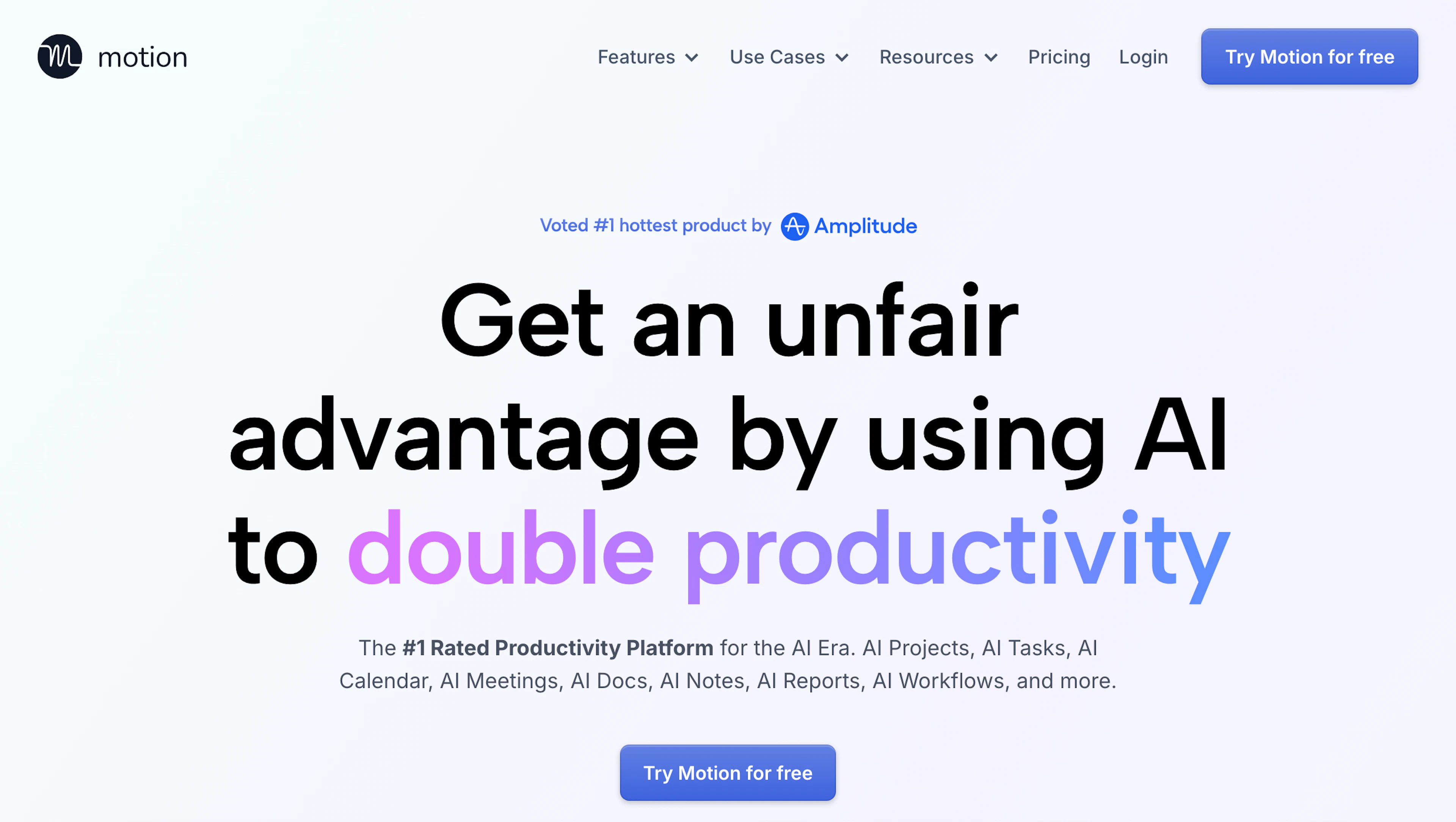Motion - AI Tool Features, UI & Interface Overview