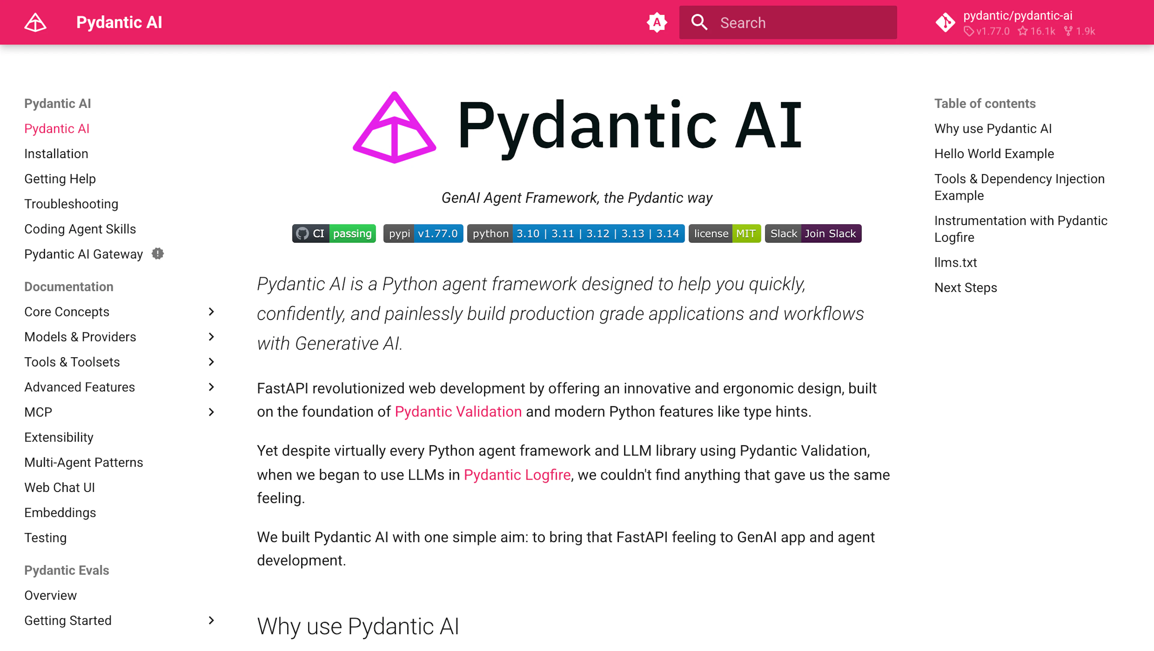 Pydantic AI - AI Tool Features, UI & Interface Overview