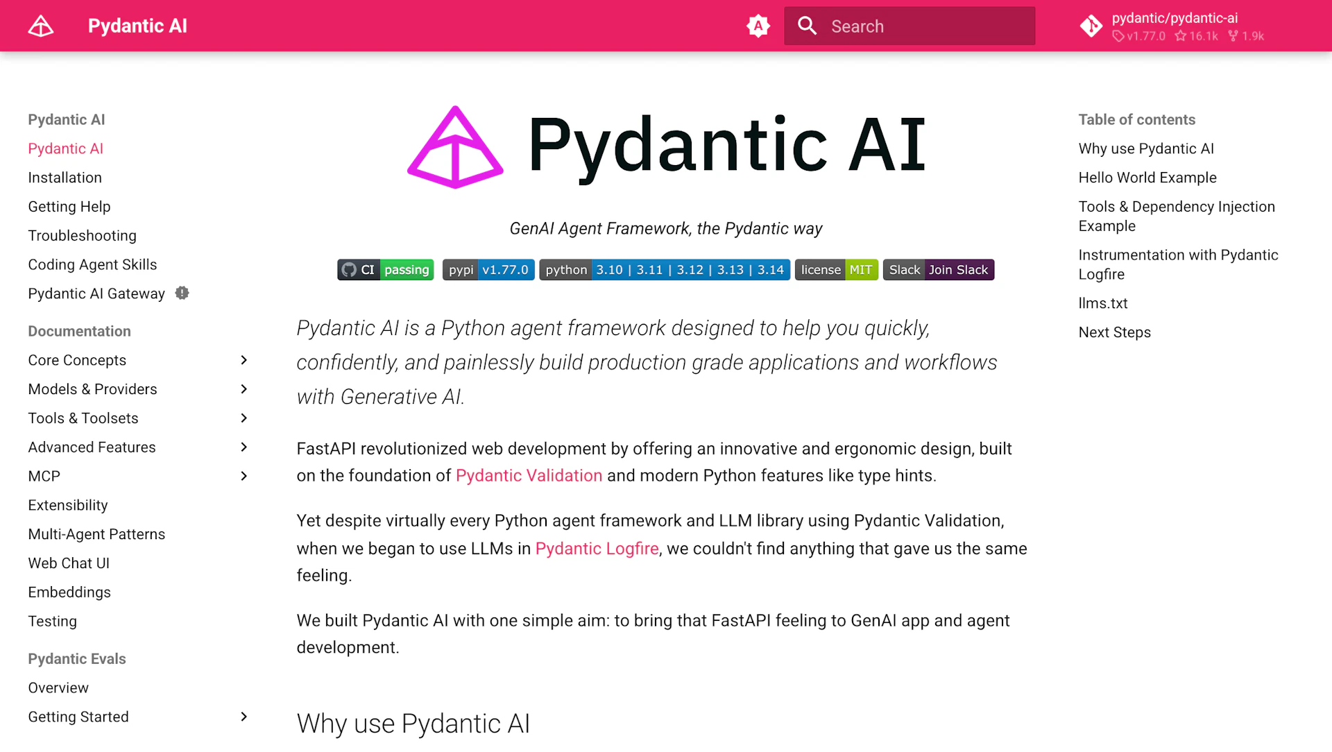 Pydantic AI - AI Tool Features, UI & Interface Overview
