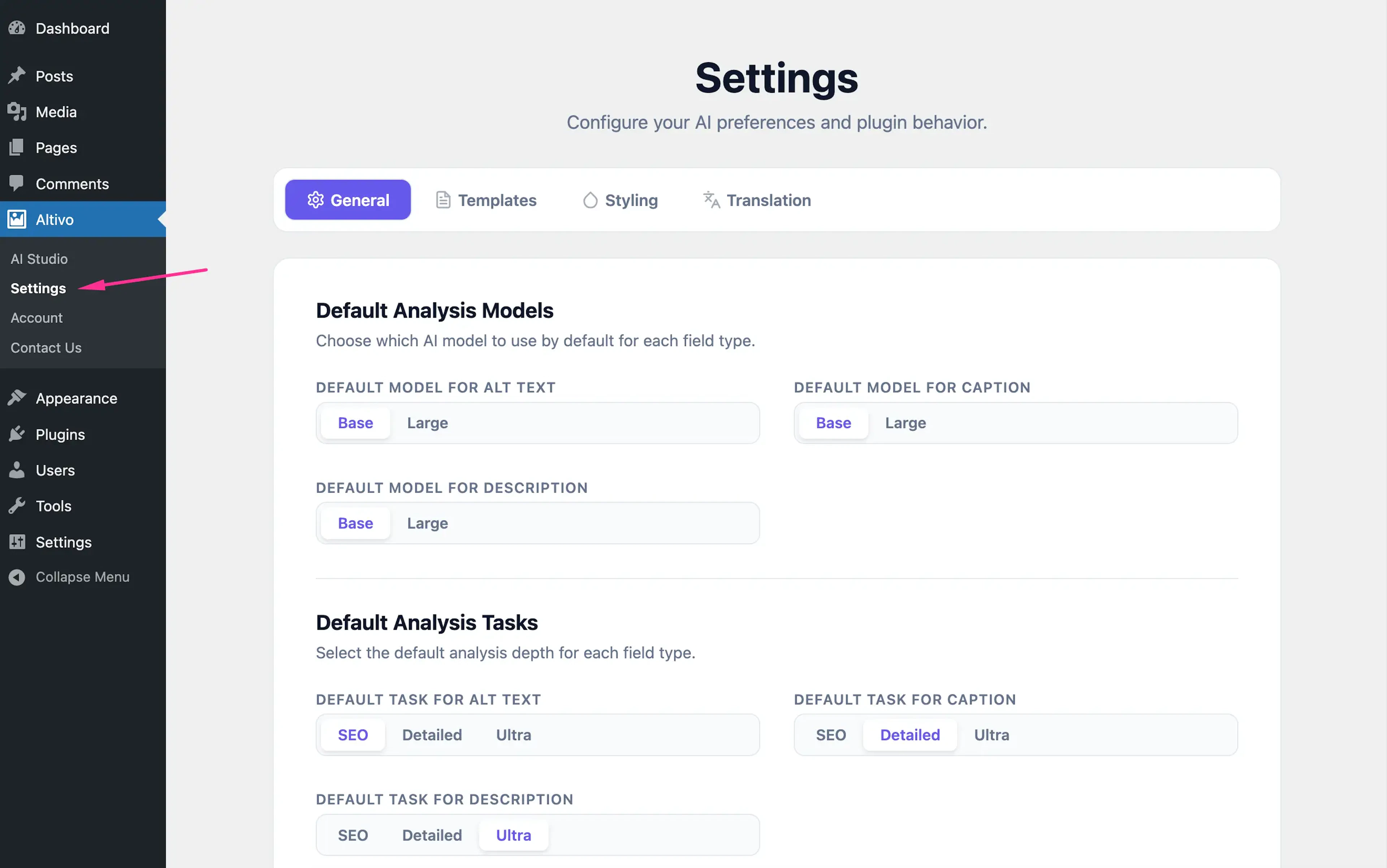 Alt-Text Generator for WordPress - AI Tool Features, UI & Interface Overview