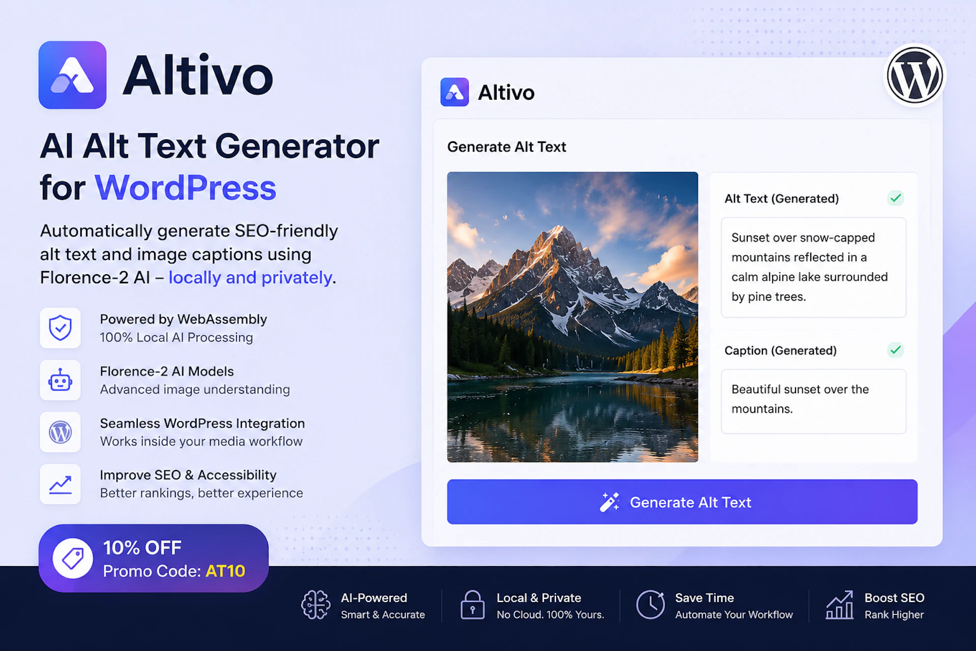 Alt-Text Generator for WordPress - AI Tool Logo & Interface Preview