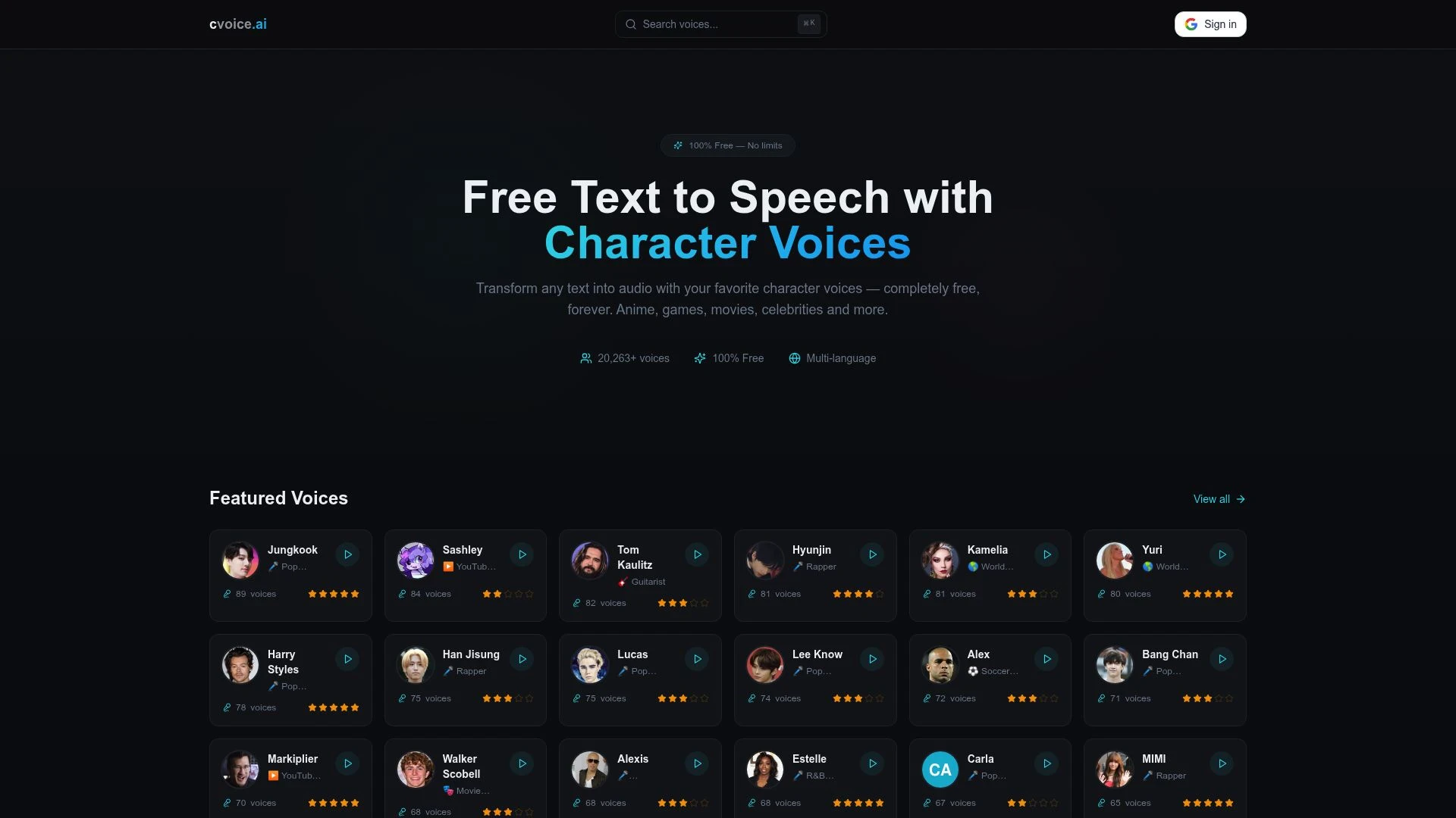 cvoice.ai - AI Tool Features, UI & Interface Overview