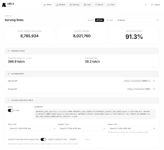 oMLX - AI Tool Logo & Interface Preview