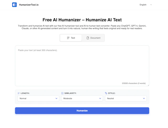 HumanizerTool - AI Tool Logo & Interface Preview