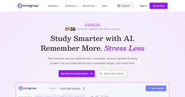 Mindgrasp AI - AI Tool Logo & Interface Preview