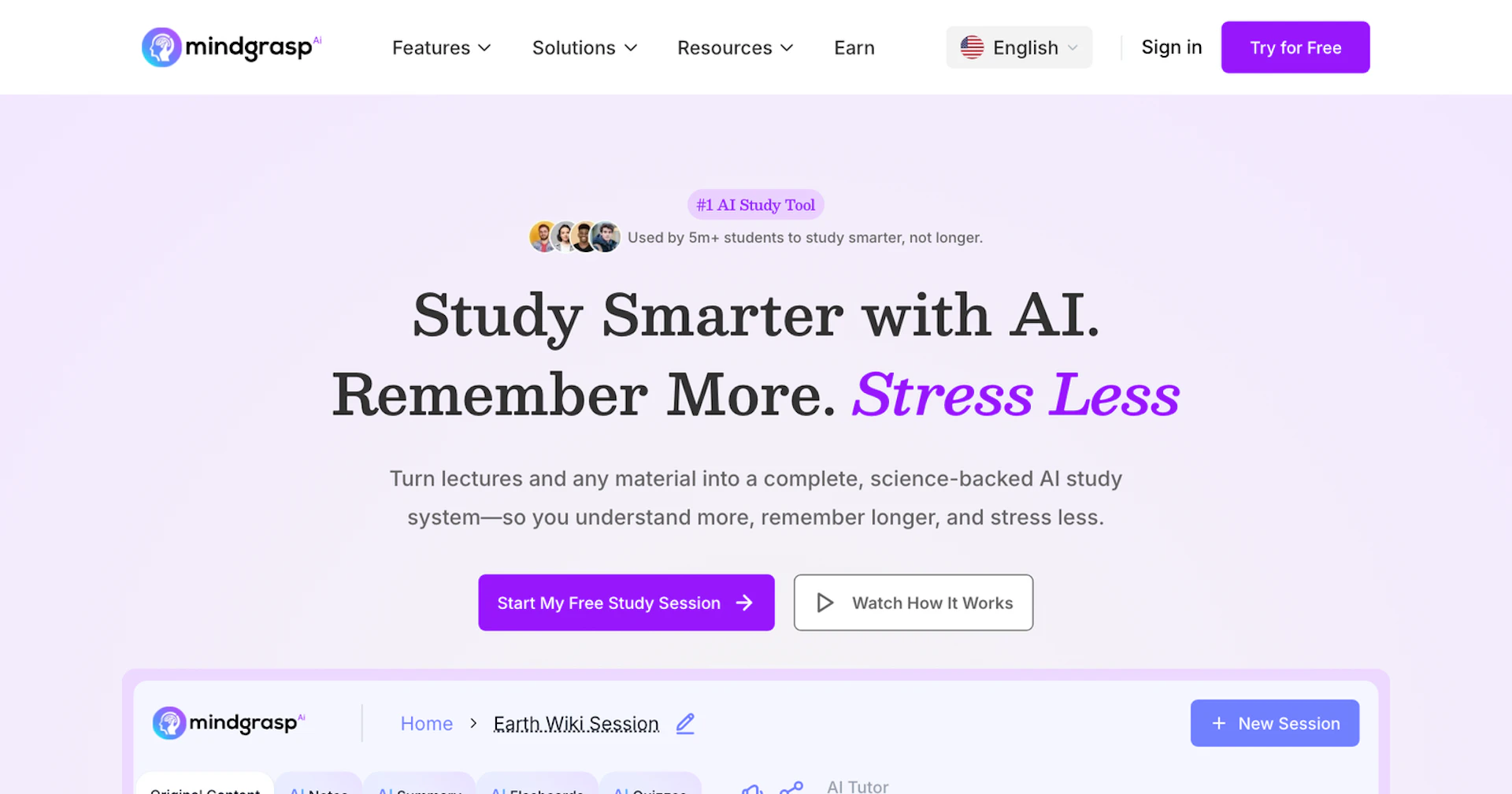 Mindgrasp AI - AI Tool Features, UI & Interface Overview