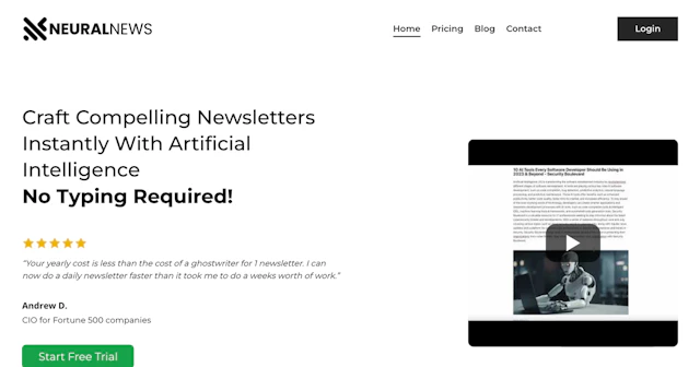 Neural Newsletters - AI Tool Logo & Interface Preview