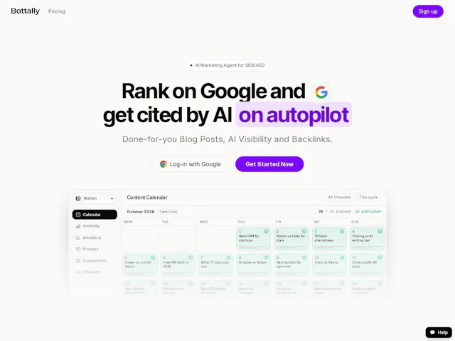 Bottally - Dashboard and Feature Gallery Preview