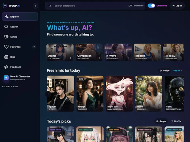 WSUP AI - Dashboard and Feature Gallery Preview