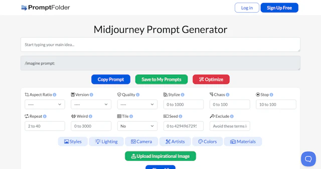 Midjourney Prompt Helper - AI Tool Logo & Interface Preview