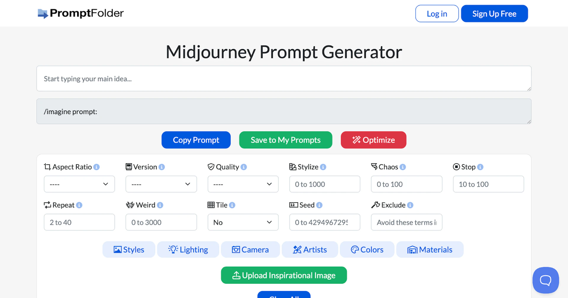 Midjourney Prompt Helper - AI Tool Features, UI & Interface Overview