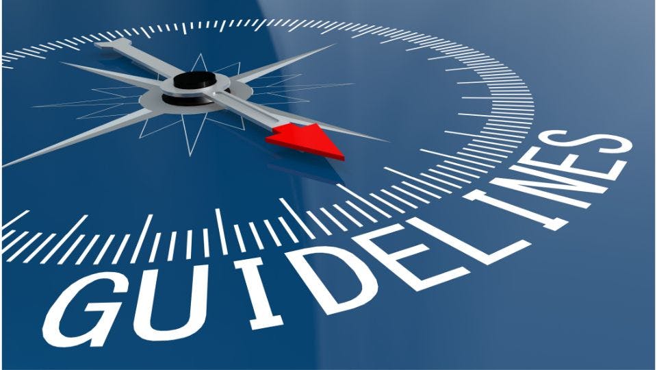 a compass pointing to the word guidelines