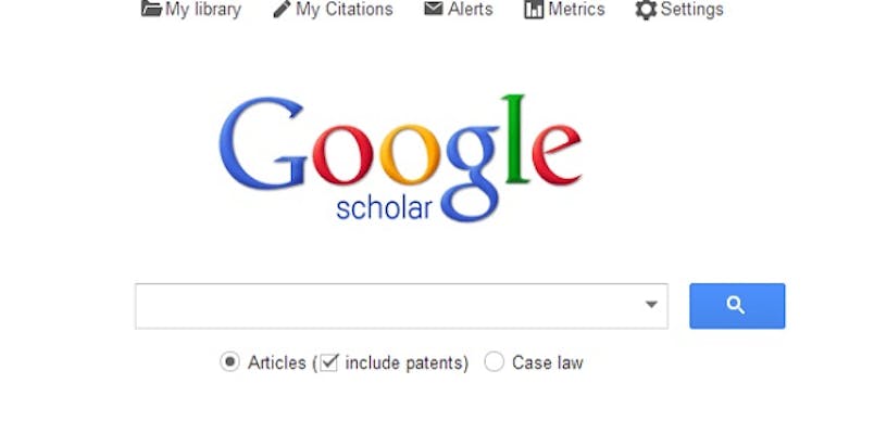 the google scholar home page