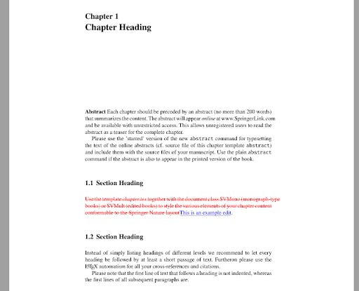 Part of the compiled PDF of “compare.tex” showing a change in chapter.tex.
