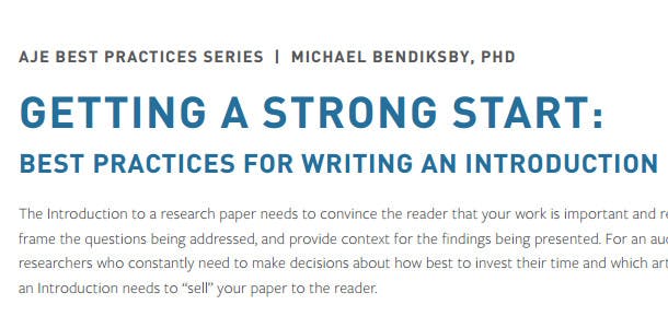 Getting a Strong Start white paper from the AJE Best Practices Series