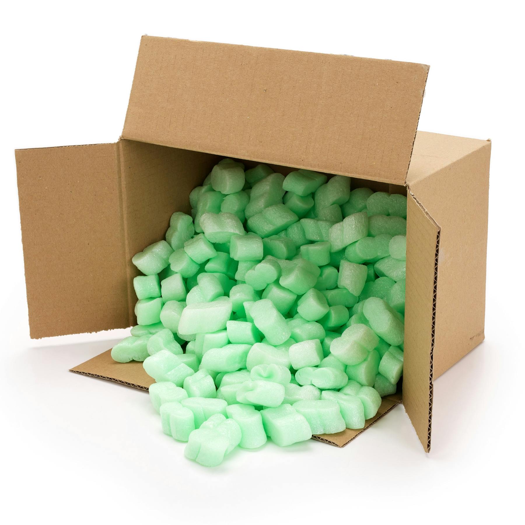 green styrofoam frm brazil spilling out of a box
