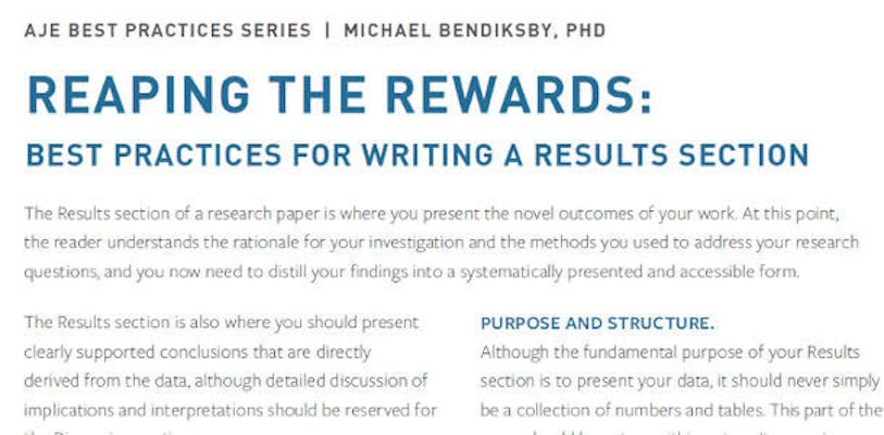 how to write a results section, part of a successful academic research article
