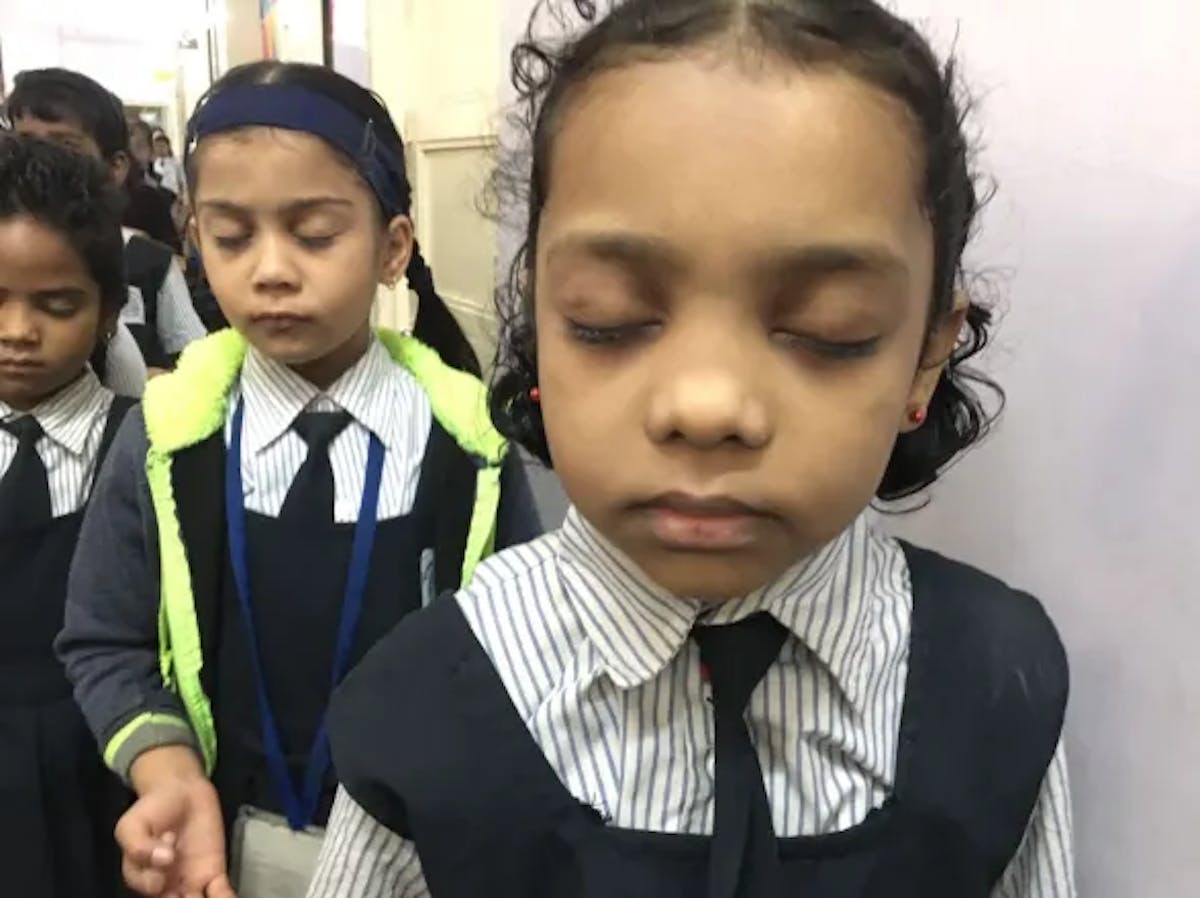 Every school day, in and Akanksha School, begins with the practice of this quite control over thoughts