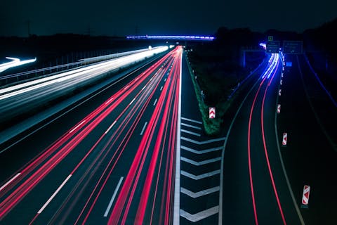 road with neon lines