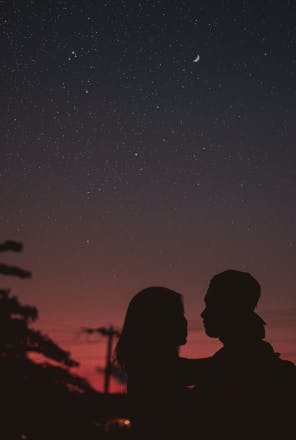 Couple in love in silhouette