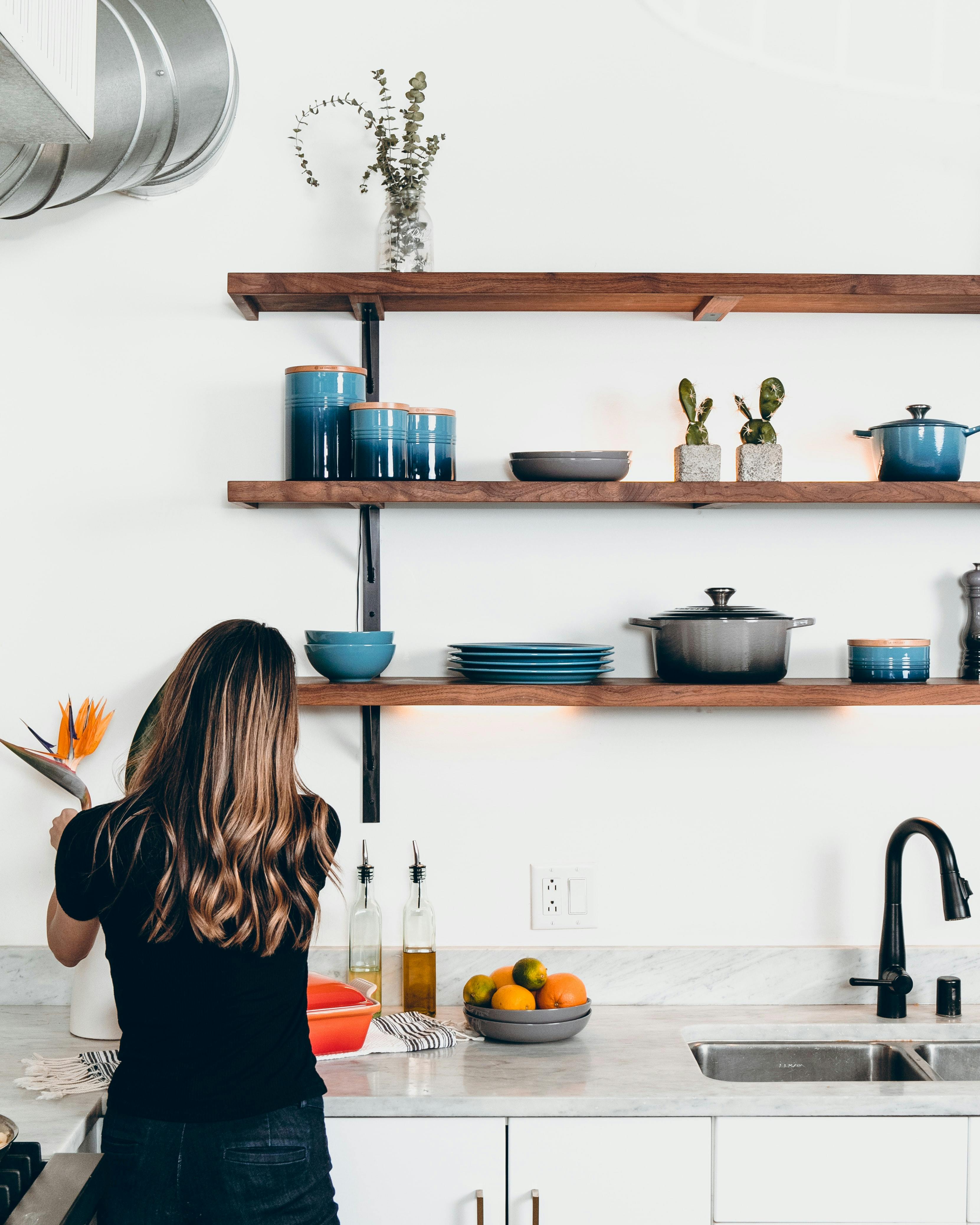Tidying up kitchen
