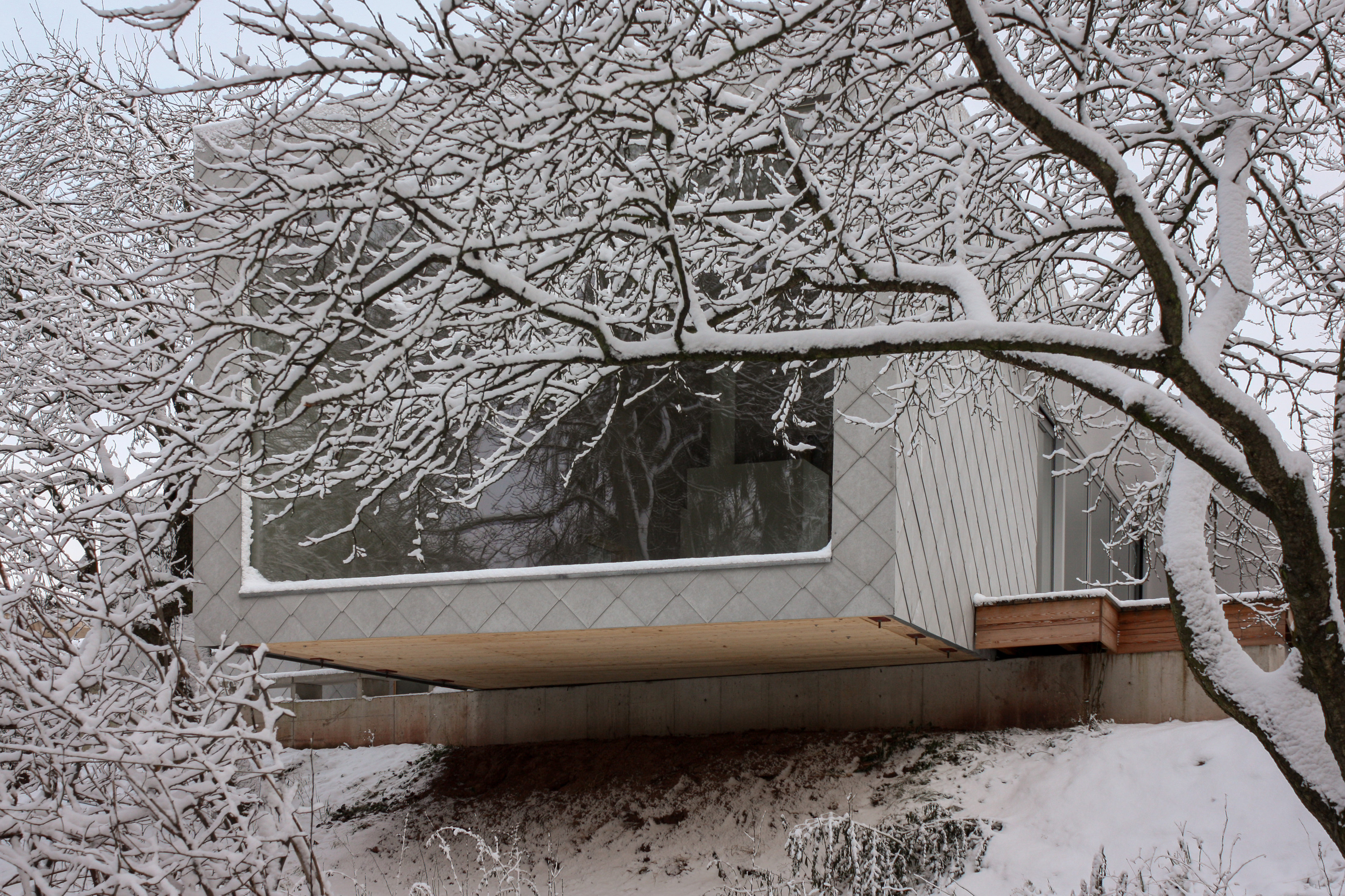 Die Ansicht im Winter - Neubau eines Lofthauses in Monschau.