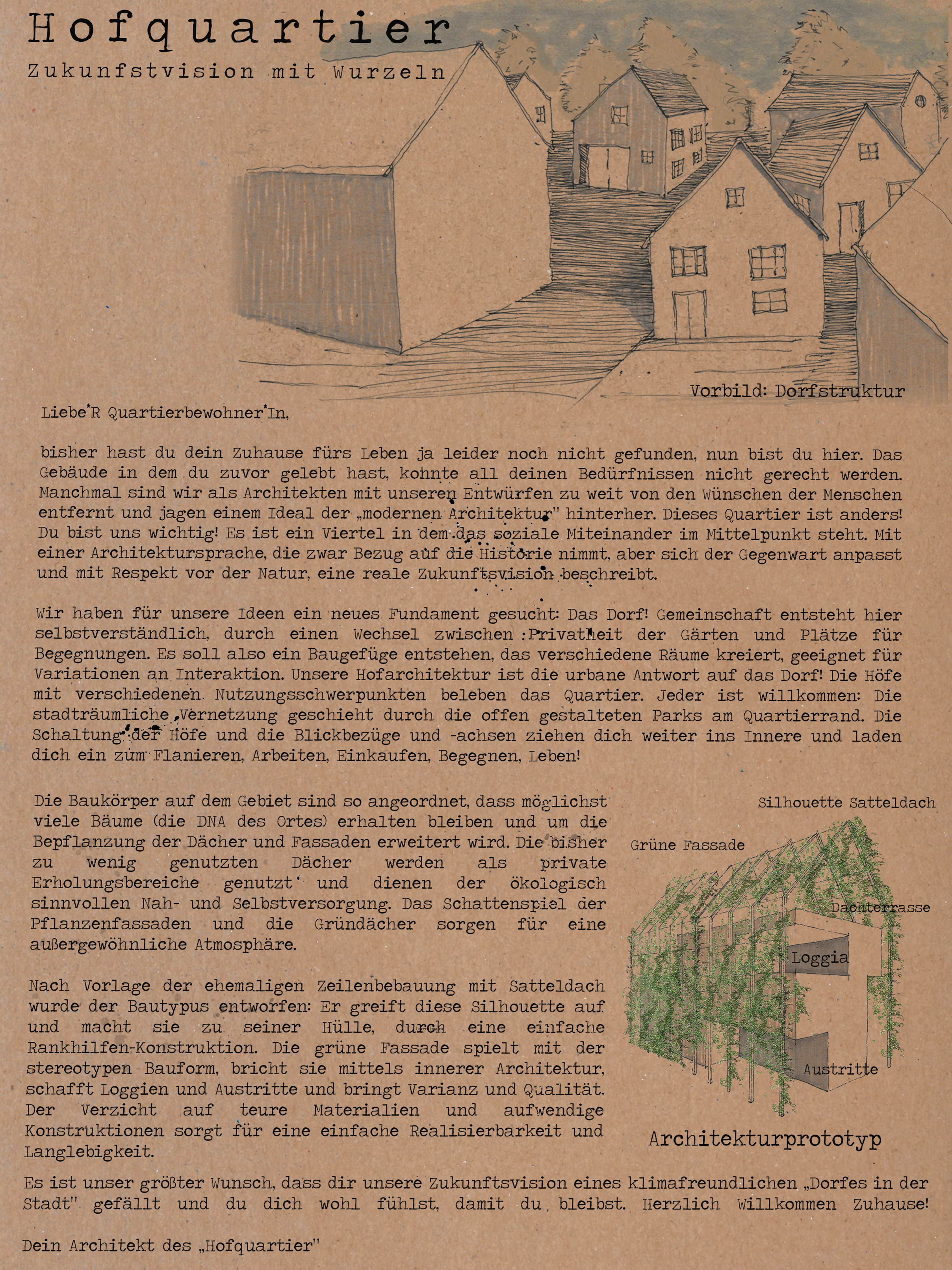 Zukunftsvision mit Wurzeln - Wettbewerbsbeitrag Am Rotweg - Hofquartier in Stuttgart.
