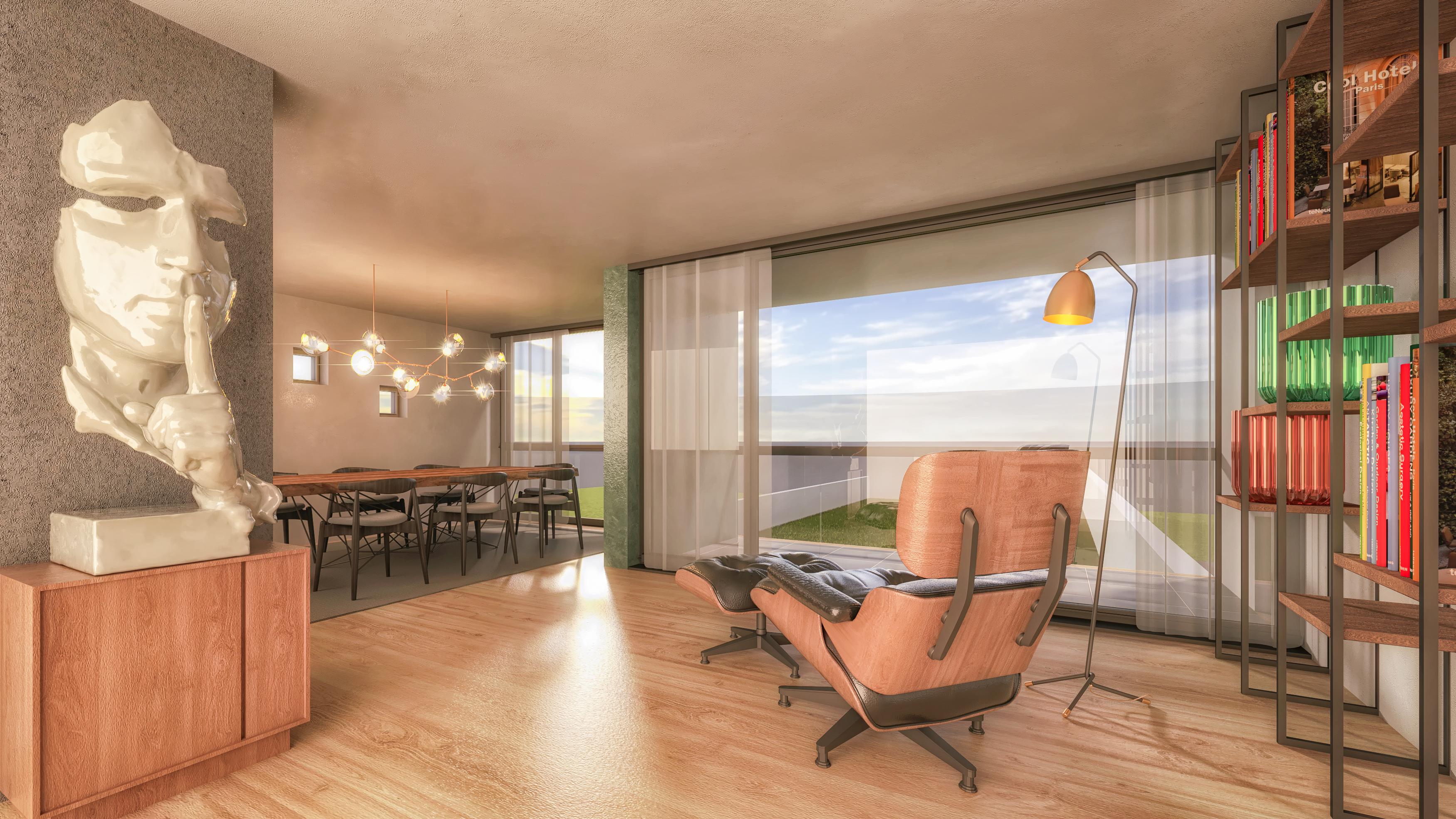 Der lichtdurchflutete Wohn- und Essbereich mit Blick in den Garten - Ganzheitlicher Anbau eines Einfamilienhauses in der Aegidienbergerstraße in Bad Honnef.