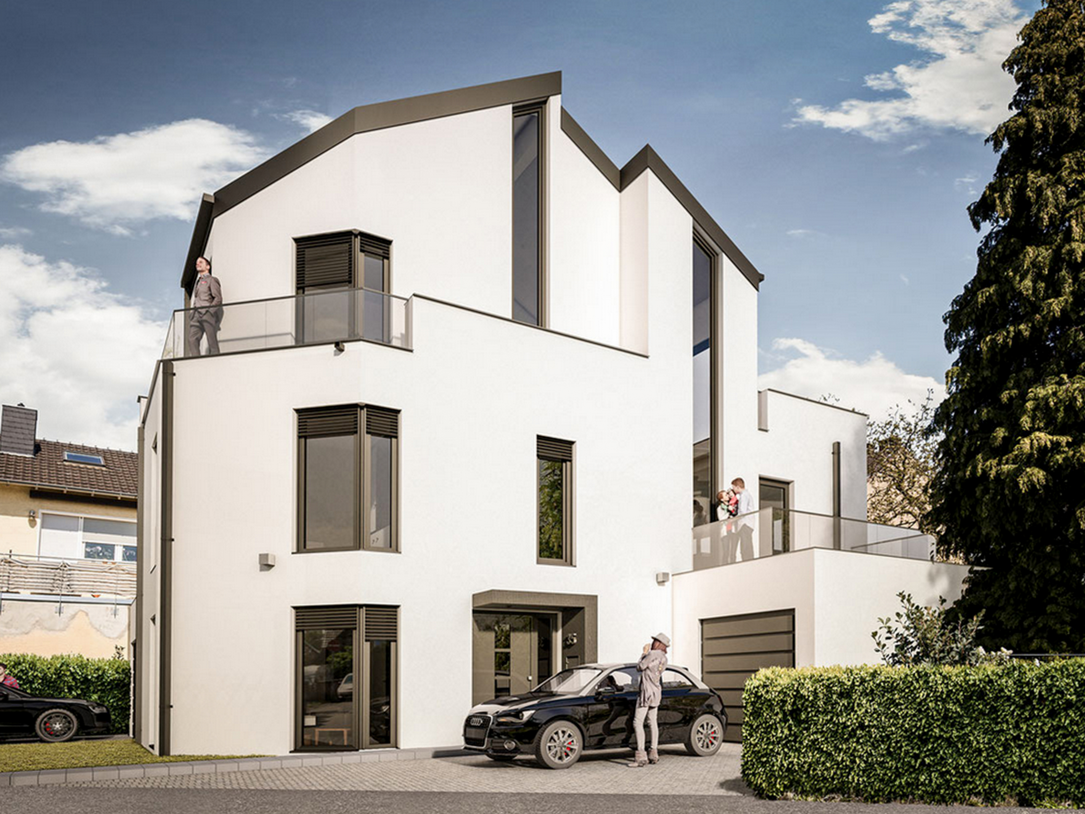 Die Fassade zur Straße - Einfamilienhaus in Pulheim.