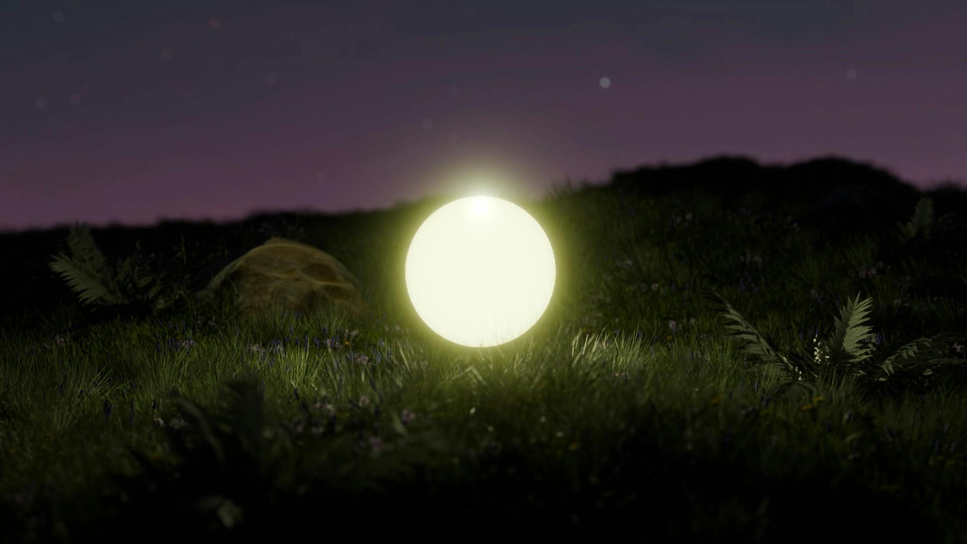 Nighttime shot of the orb in nature